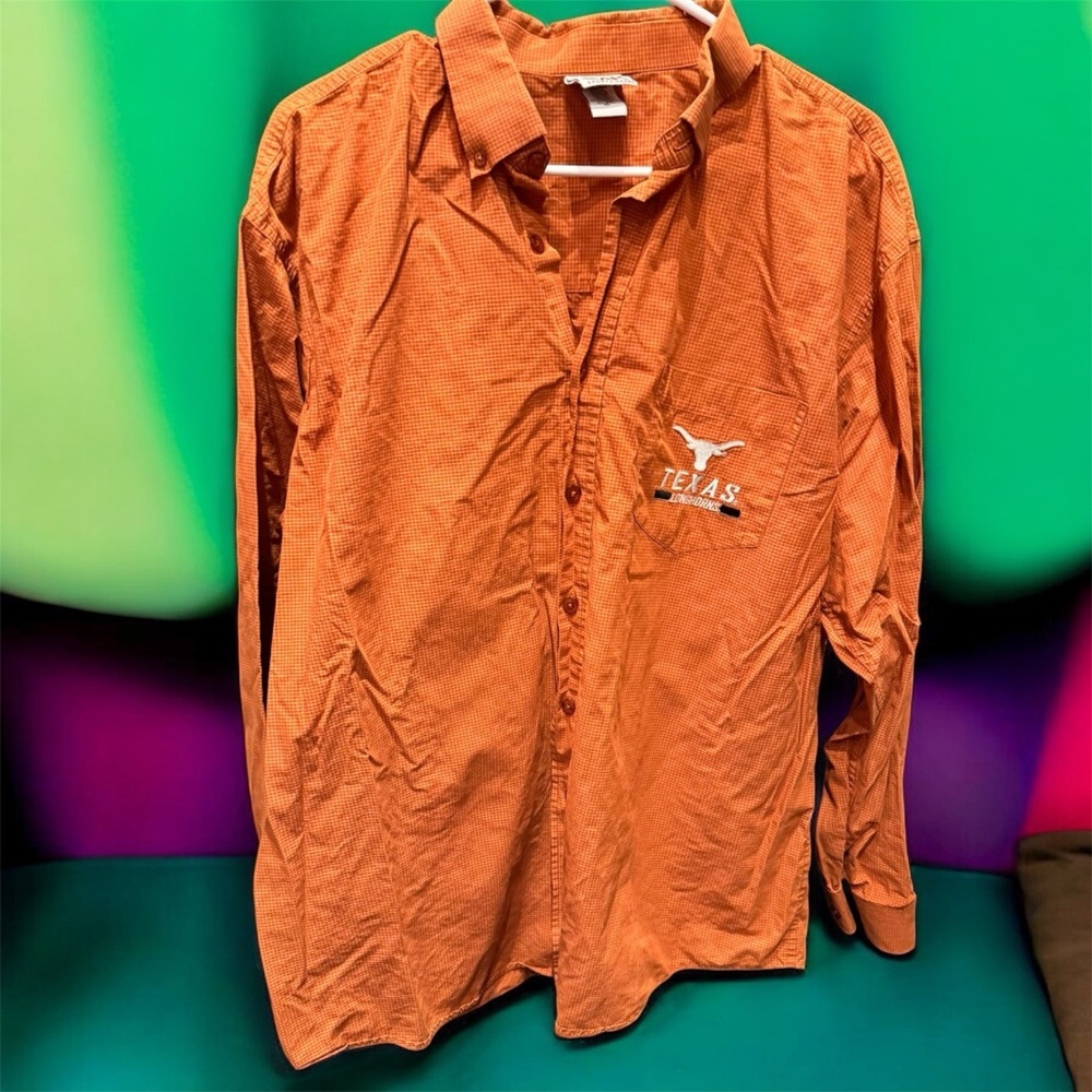 Texas longhorns red oak Orange Long Sleeve Button-Up Shirt XL